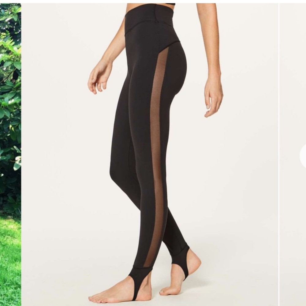 LULULEMON NEW Adore Your Core Stirrup Mesh Leggings High Rise 6 Black